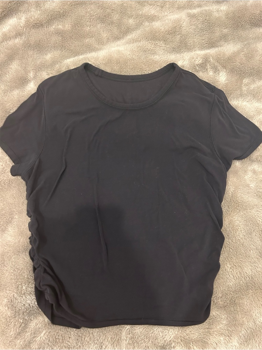 Black Short-Sleeve Ruched Tee